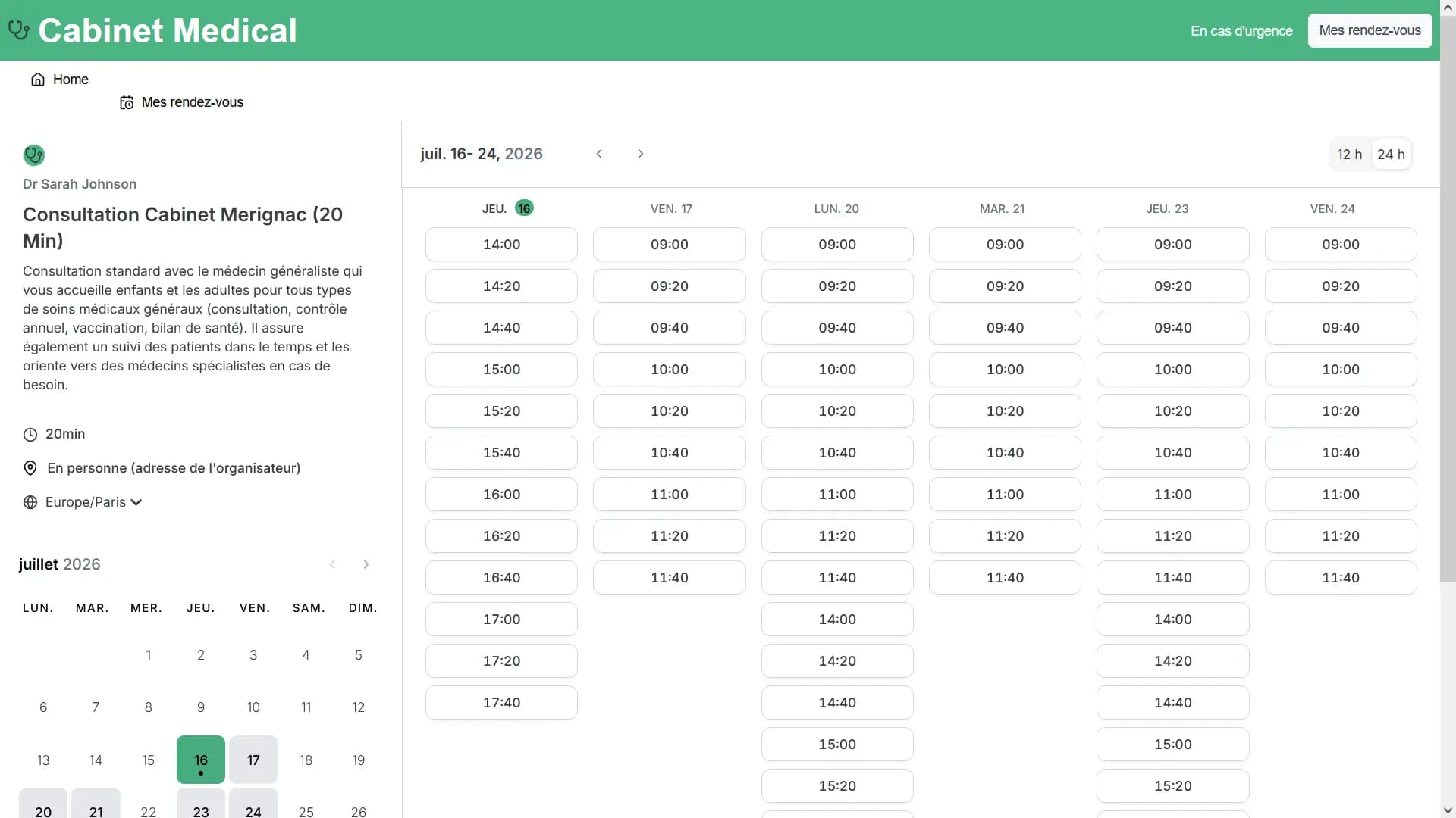 Planning médecin i-Doctor