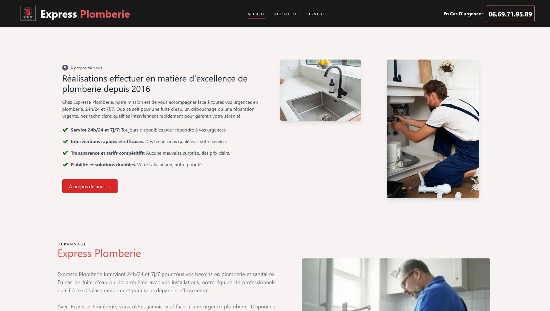 Page d'accueil Expresse Dépannage