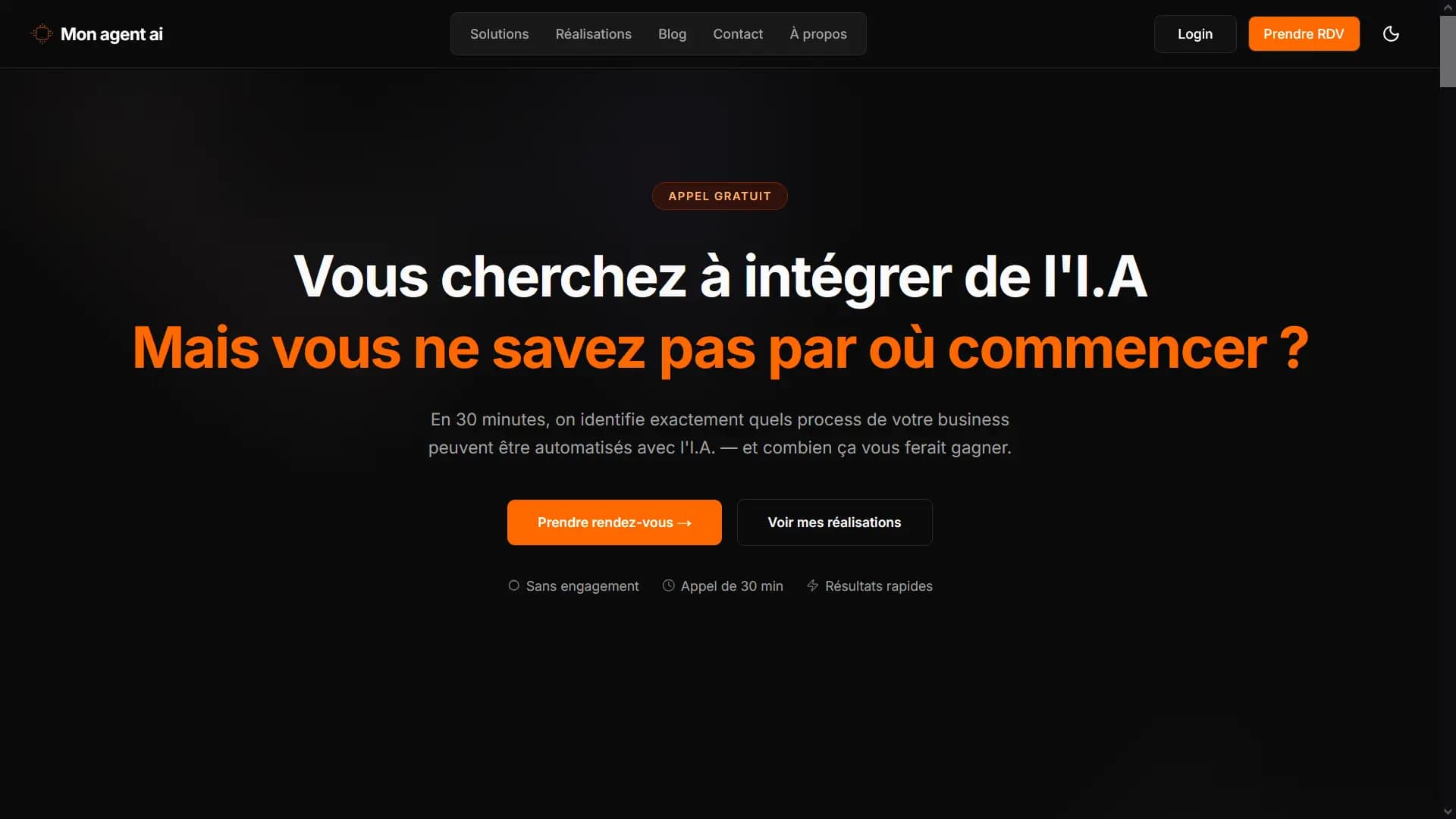 Page d'accueil Mon Agent I.A Bordeaux